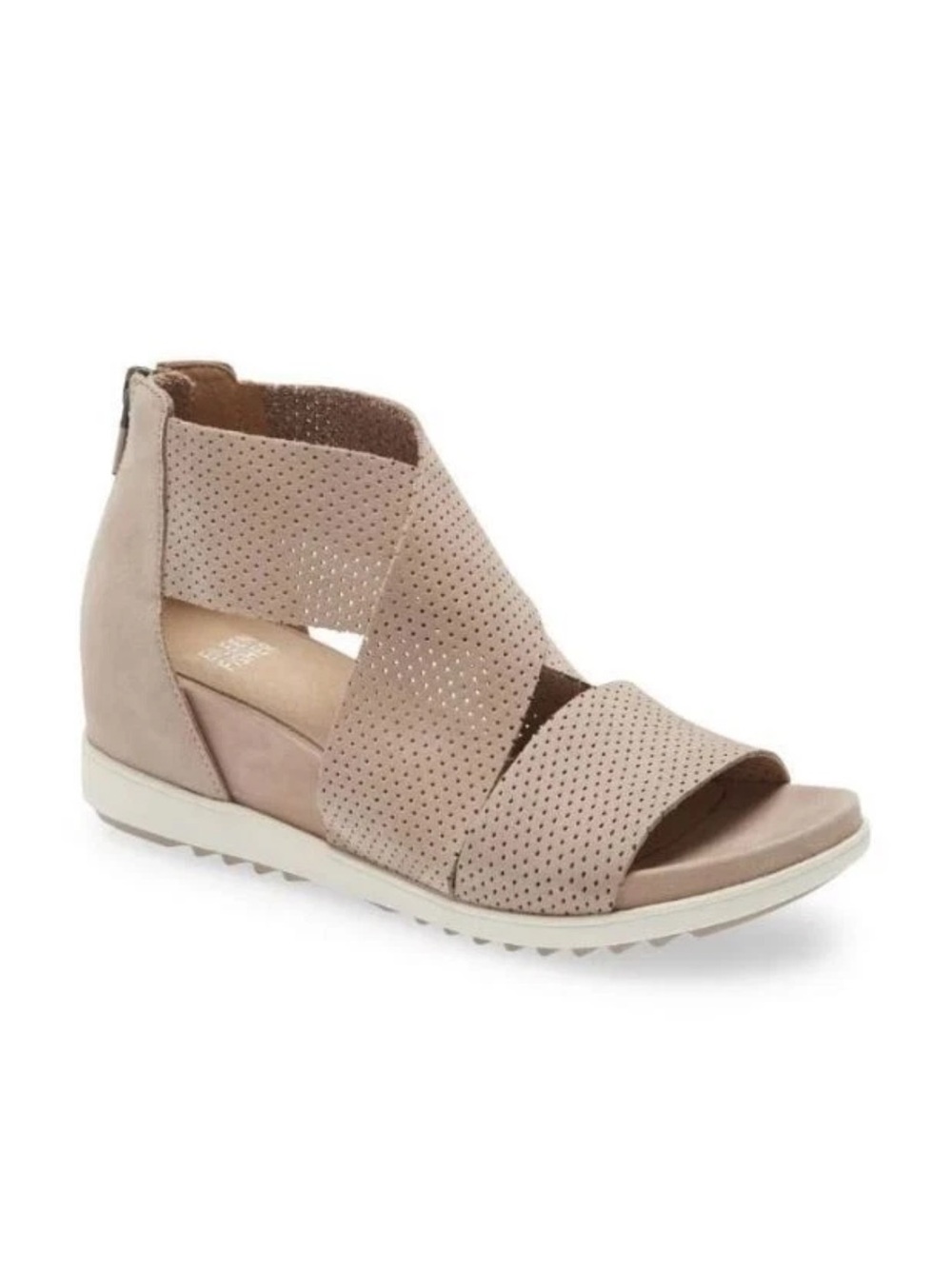 Eileen Fisher Sport Perforated Nubuck Leather Suede Sandals Size 10 Tan